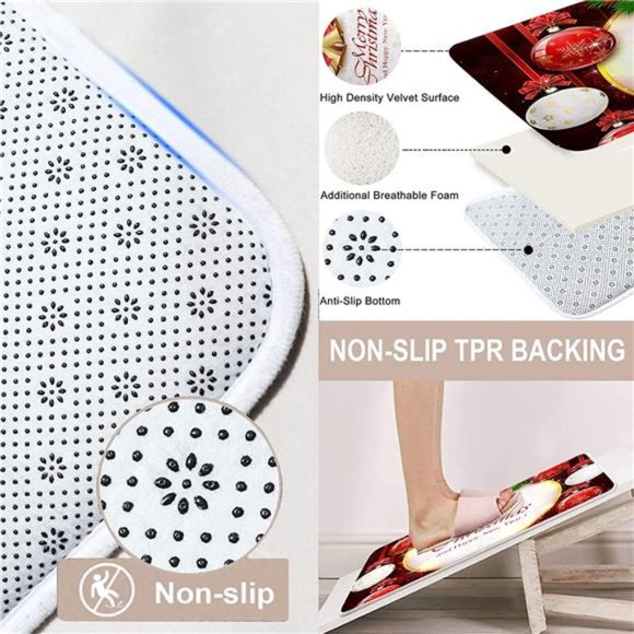 4 Pcs Merry Christmas Bathroom Sets with Shower Curtain and Rugs and Accessories - Picture 5 of 6